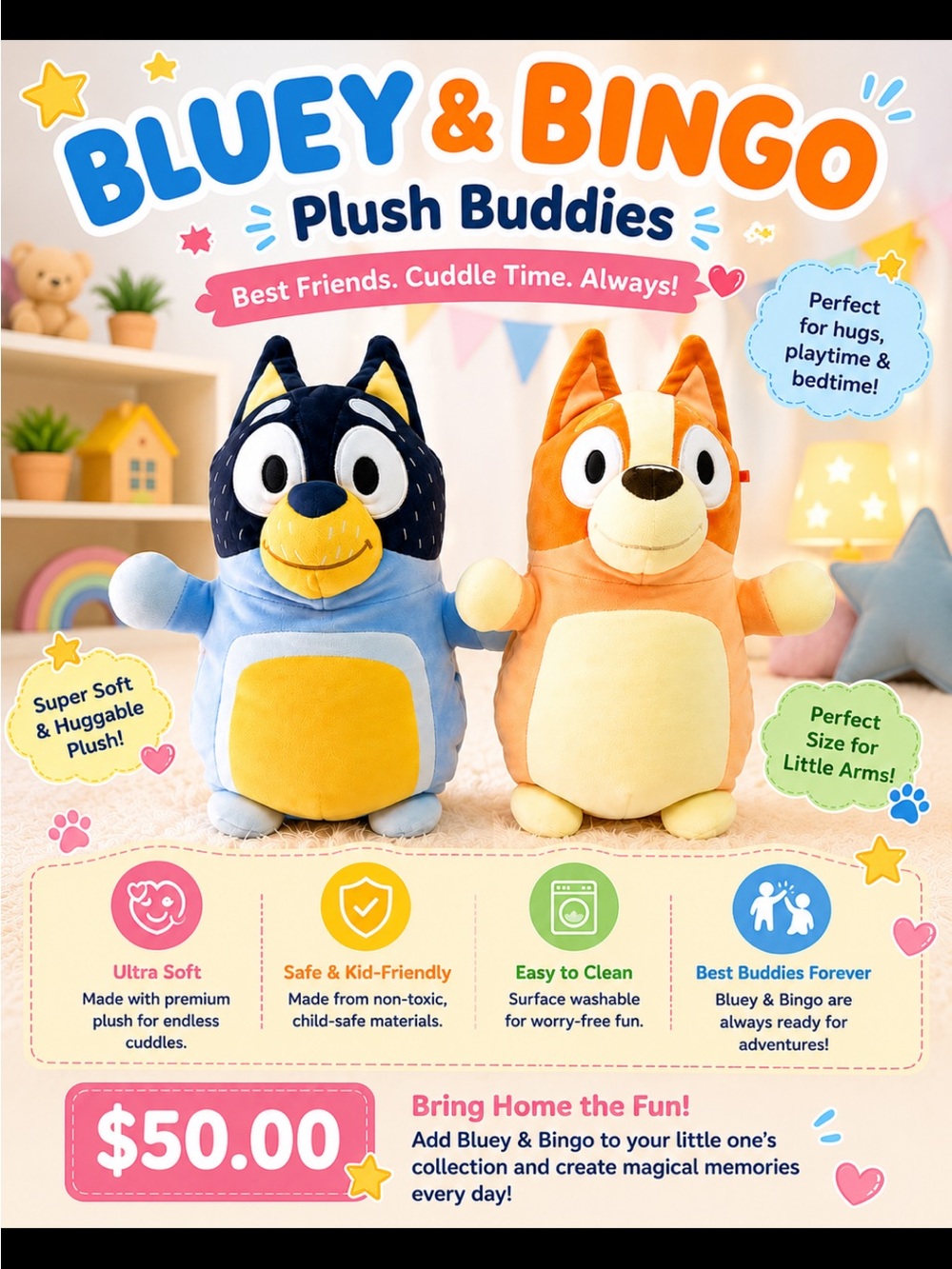 Bluey & Bingo Plush Toy Bundle Soft Stuffed Animals